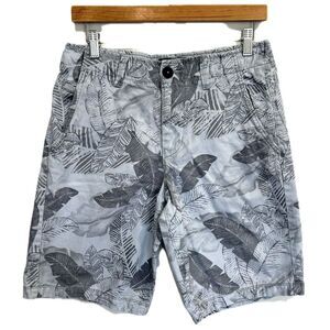 American Eagle Hawaiian Leaf Print Bermuda Shorts Mens Size 28 Flat Front Twill